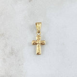 Dije Cruz Cristo Liso 0.5gr / 2.1cm / Cargador Bordeado Oro Amarillo 18K ©