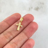 Dije Cruz Cristo Liso 0.5gr / 2.1cm / Cargador Bordeado Oro Amarillo 18K ©