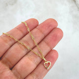 Set Cadena Singapur 1gr / 45cm / 1.7mm + Dije Corazón Estrella 0.35gr /1.3cm  1.35gr / Oro Amarillo 18K (Oferta) *