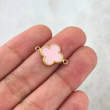 Herraje Trébol VCyA 0.95gr / 1.8cm / 13mm Resina Rosa Oro Amarillo Nac.Esp. 18K