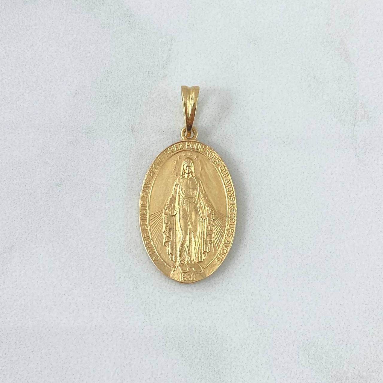 Dije Virgen Milagrosa 3.05gr / 3.1cm / Medalla Mate Borde Texturizado Oro Amarillo 18K