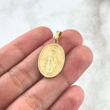 Dije Virgen Milagrosa 3.05gr / 3.1cm / Medalla Mate Borde Texturizado Oro Amarillo 18K