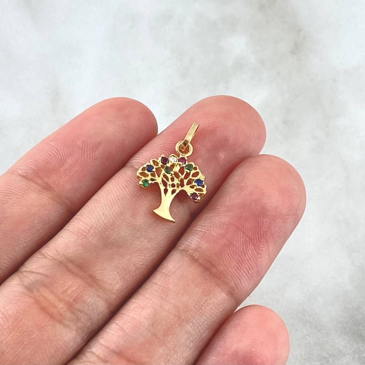 Dije Arbol De La Vida 1gr / 2cm / Circones Colores Oro Amarillo 18K