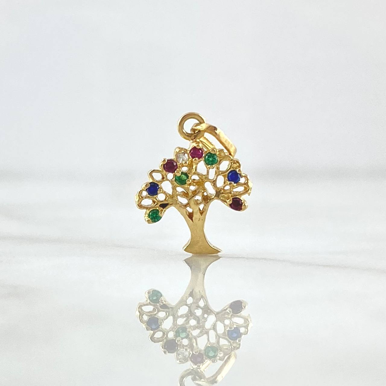 Dije Arbol De La Vida 1gr / 2cm / Circones Colores Oro Amarillo 18K