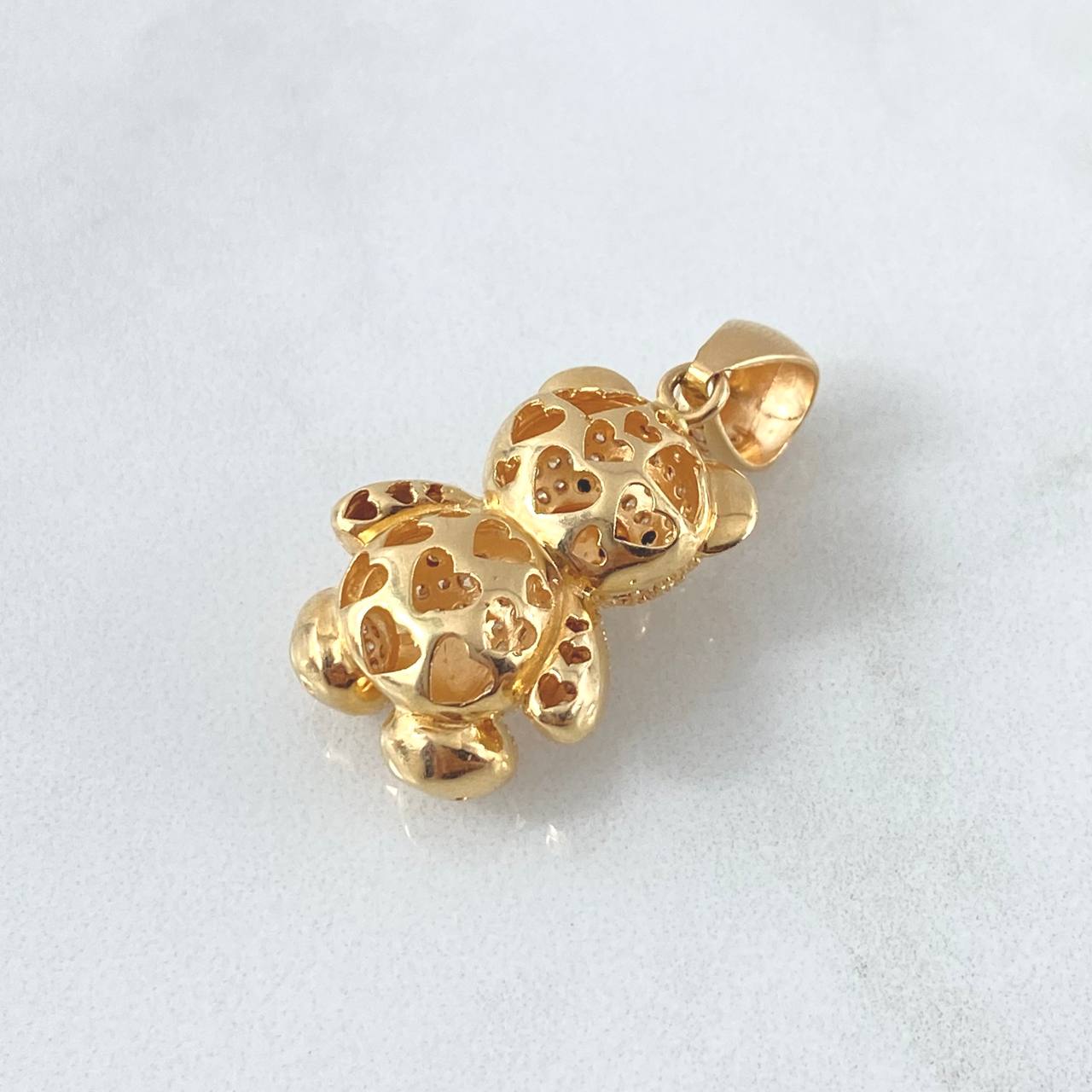 Dije Oso 8.25gr / 3.5cm / Ojos Negros Circones Blancos Oro Amarillo 18K