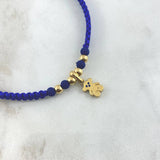 Choker Azul Oso Ts Circones Azules 1.45gr / 4mm Bolas Lisas 4 Und Oro Amarillo 18K