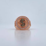 Anillo Signo Peso 14.85gr / T7 1/4 / Circones Verdes Blancos Oro Rosa 18K $