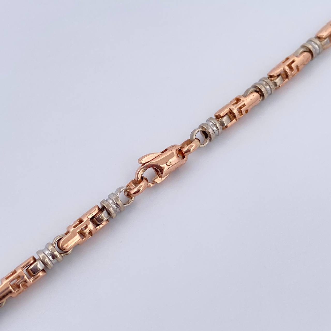 Cadena Rustica 71.1gr / 71.5cm / 3.9mm Tribal Dos Oros Blanco Rosa 18K $