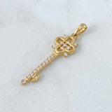 Dije Llave Victoriana 1.7gr / 3.2cm / Circones Blancos Oro Amarillo 18K ©