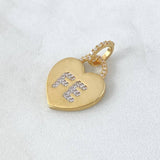 Dije Corazón Fe 2.65gr / 2.5cm / Circones Blancos Oro Amarillo 18K ©