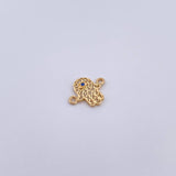 Herraje Mano Hamsa 0.55gr / 1.5cm / Circon Azul Oro Amarillo 18K &