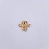 Herraje Mano Hamsa 0.55gr / 1.5cm / Circon Azul Oro Amarillo 18K &