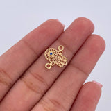 Herraje Mano Hamsa 0.55gr / 1.5cm / Circon Azul Oro Amarillo 18K &