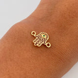 Herraje Mano Hamsa 0.55gr / 1.5cm / Circon Verde Oro Amarillo 18K &