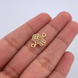 Herraje Mano Hamsa 0.55gr / 1.5cm / Circon Verde Oro Amarillo 18K &