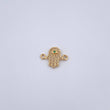 Herraje Mano Hamsa 0.6gr / 1.5cm / Circon Verde Oro Amarillo 18K &