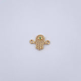 Herraje Mano Hamsa 0.55gr / 1.5cm / Circon Verde Oro Amarillo 18K &