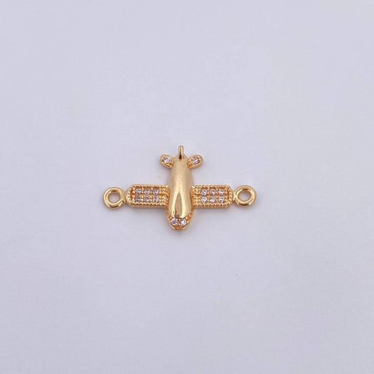 Herraje Avion 1.2gr / 2.2cm / Circones Blancos Oro Amarillo 18K &