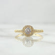 Anillo Solitario Halo Tupido 2gr / T7 / Circones Blancos Oro Amarillo 18K ©