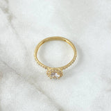 Anillo Solitario Halo Tupido 2gr / T7 / Circones Blancos Oro Amarillo 18K ©