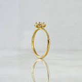 Anillo Solitario Halo Tupido 2gr / T7 / Circones Blancos Oro Amarillo 18K ©