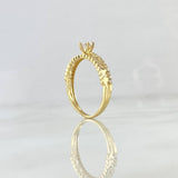 Anillo Solitario Corazones En Linea 2.1gr / T7 / Circones Blancos Oro Amarillo 18K *