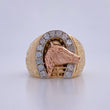 Anillo Caballo Herradura 16.4gr / T9 1/2 / Circones Blancos Tres Oros 18K $