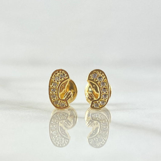 Topos  Virgen Maria 0.95gr / 9mm Circones Blancos Oro Amarillo 18K *