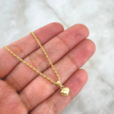 Set Cadena Lazo 0.9gr / 45cm / 1.2mm + Dije Corazón Cargador Bordeado 0.3gr / 1.3cm Oro Amarillo 18K (Oferta)