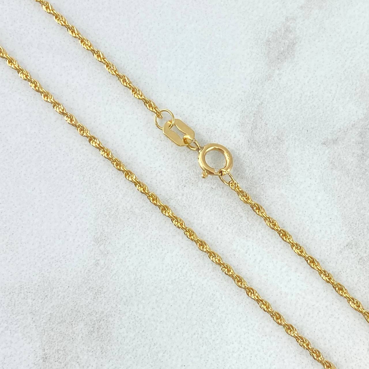 Set Cadena Lazo 1gr / 50cm / 1.2mm + Dije Bolsa De Dinero Cargador Bordeado 0.35gr / 1.5cm Oro Amarillo 18K (Oferta)