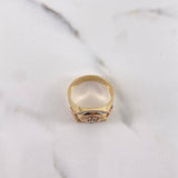 Anillo Corona RX 7.4gr / T10 1/4 / Circones Blancos Tres Oros 18K $