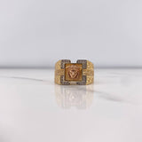 Anillo Medusa Tribal 8.35gr / T9 1/4 / Circones Blancos Tres Oros 18K $