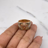 Anillo Medusa Tribal 9.15gr / T9 1/2 / Circones Negros Blancos Dos Oros Amarillo Rosa 18K $