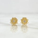 Topos Flor Octagonal 0.7gr / 7mm Circones Blancos Oro Amarillo 18K ©