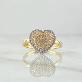 Anillo Corazón Cojín 2.7gr / T7 / Circones Blancos Oro Amarillo 18K