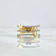 Anillo Tres Lineas Corazones 4.45gr / T7 3/4 / Circones Blancos Oro Amarillo 18K