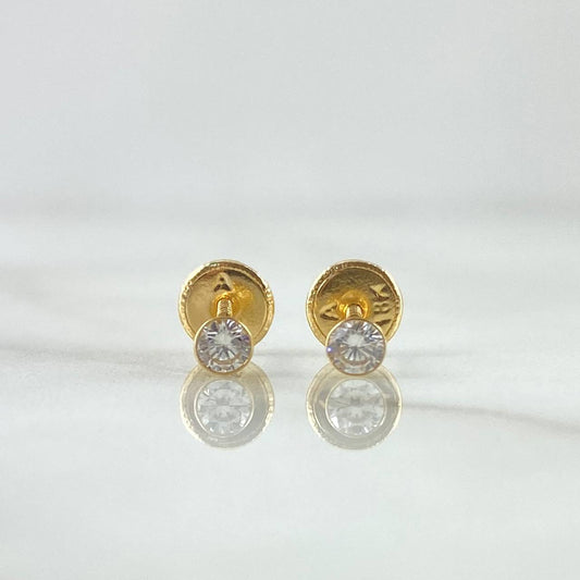 Topos Bisel 0.45gr / 3mm Circon Blanco Oro Amarillo 18K