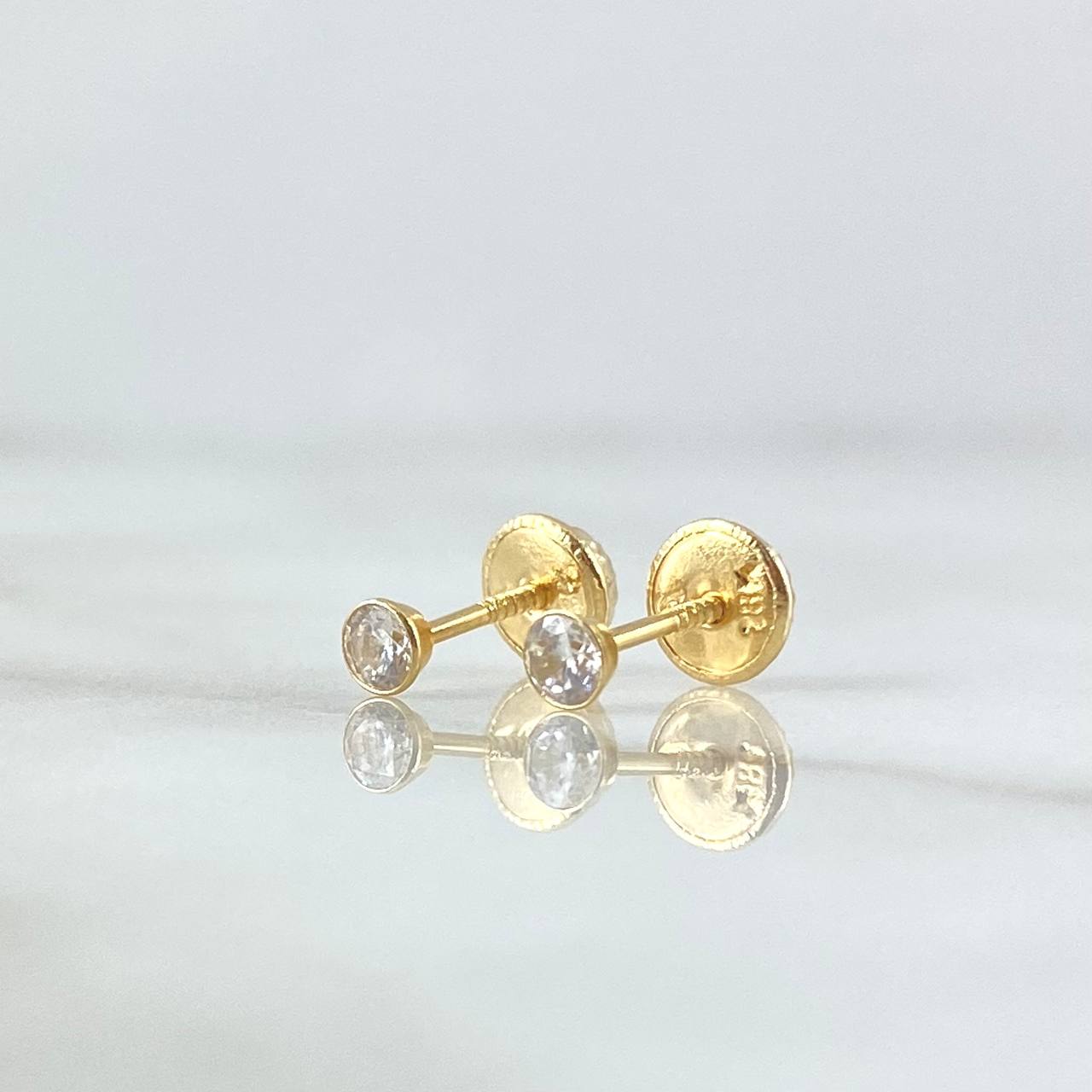 Topos Bisel 0.45gr / 3mm Circon Blanco Oro Amarillo 18K