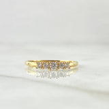 Anillo Quinteto Liso 1.3gr / T6  / Circones Blancos Oro Amarillo 18K *