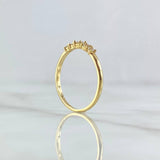 Anillo Quinteto Liso 1.3gr / T6  / Circones Blancos Oro Amarillo 18K *