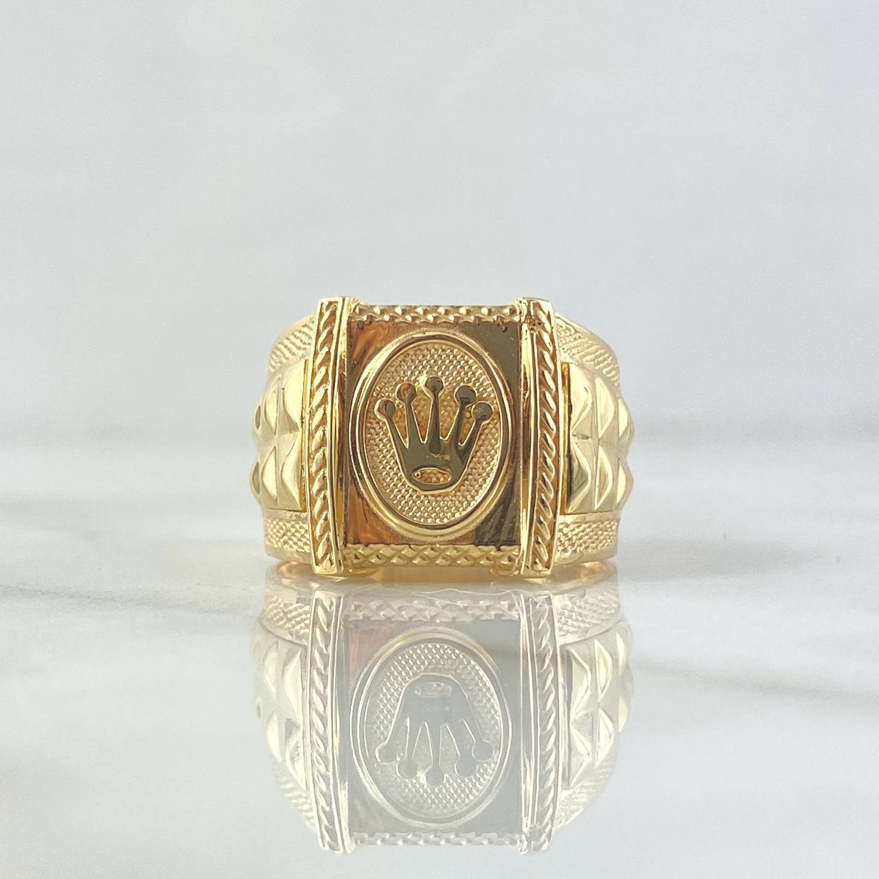 Anillo Sello Corona 7.7gr / T11  / Marco Trenzado Oro Amarillo 18K