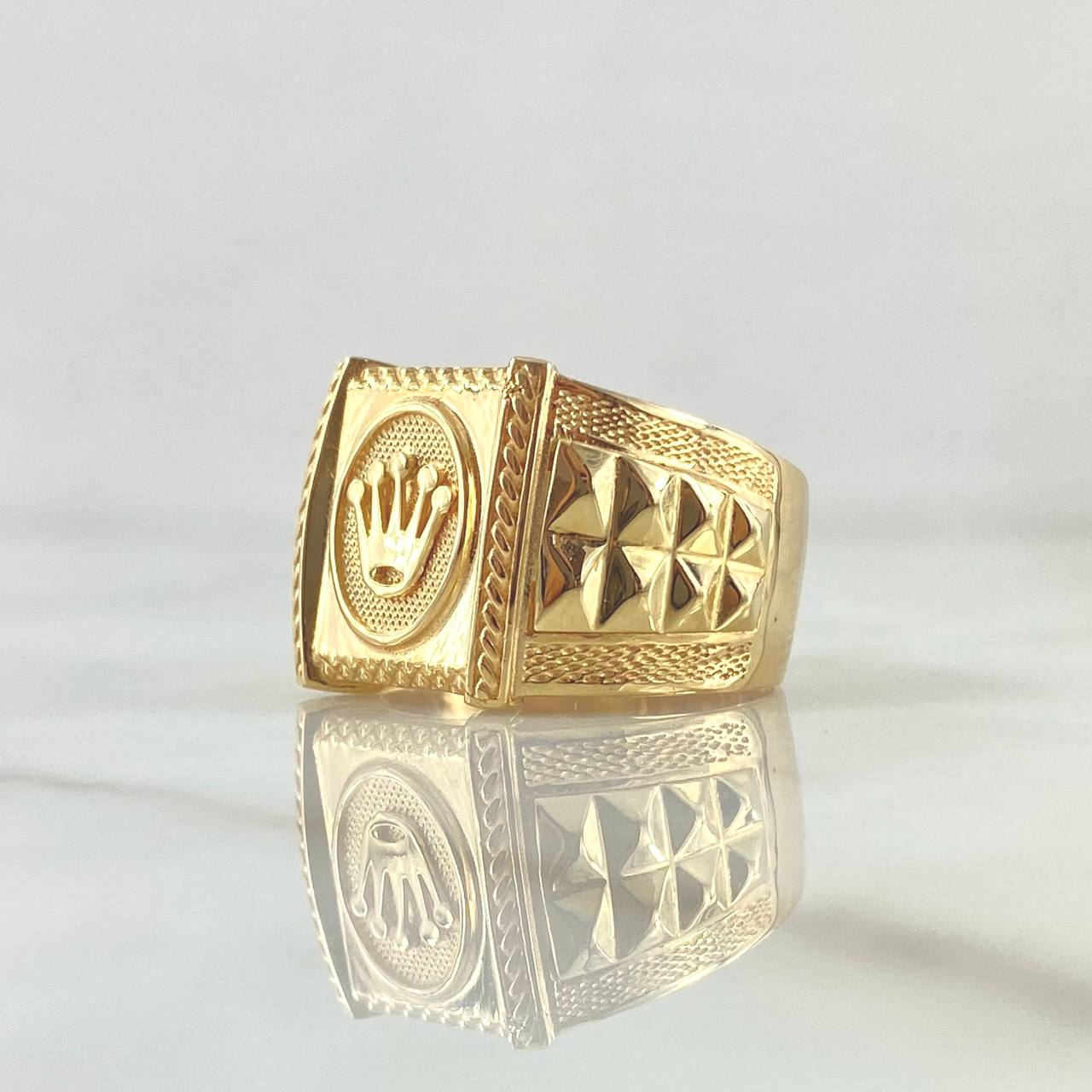 Anillo Sello Corona 7.1gr / T9 3/4 / Marco Trenzado Oro Amarillo 18K