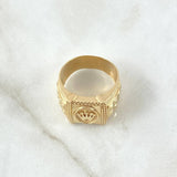 Anillo Sello Corona 7.1gr / T9 3/4 / Marco Trenzado Oro Amarillo 18K