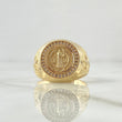 Anillo San Benito Circular Cruz 6.9gr / T10 1/4 / Texturizado Circones Blancos Oro Amarillo 18K ©