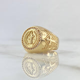 Anillo San Benito Circular Cruz 6.9gr / T10 1/4 / Texturizado Circones Blancos Oro Amarillo 18K ©