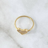 Anillo Corazón Plano 1.95gr / T7 3/4 / Circones Blancos Oro Amarillo 18K