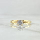 Anillo Solitario Recto 2.9gr / T7 3/4 / Circon Blanco Oro Amarillo 18K