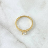 Anillo Solitario Recto 2.9gr / T7 3/4 / Circon Blanco Oro Amarillo 18K