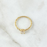 Anillo Solitario Trenzado 1.6gr / T6 / Circon Blanco Oro Amarillo 18K