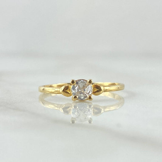 Anillo Solitario Bi Corazonado 1.3gr / T7 1/4 / Circon Blanco Oro Amarillo 18K